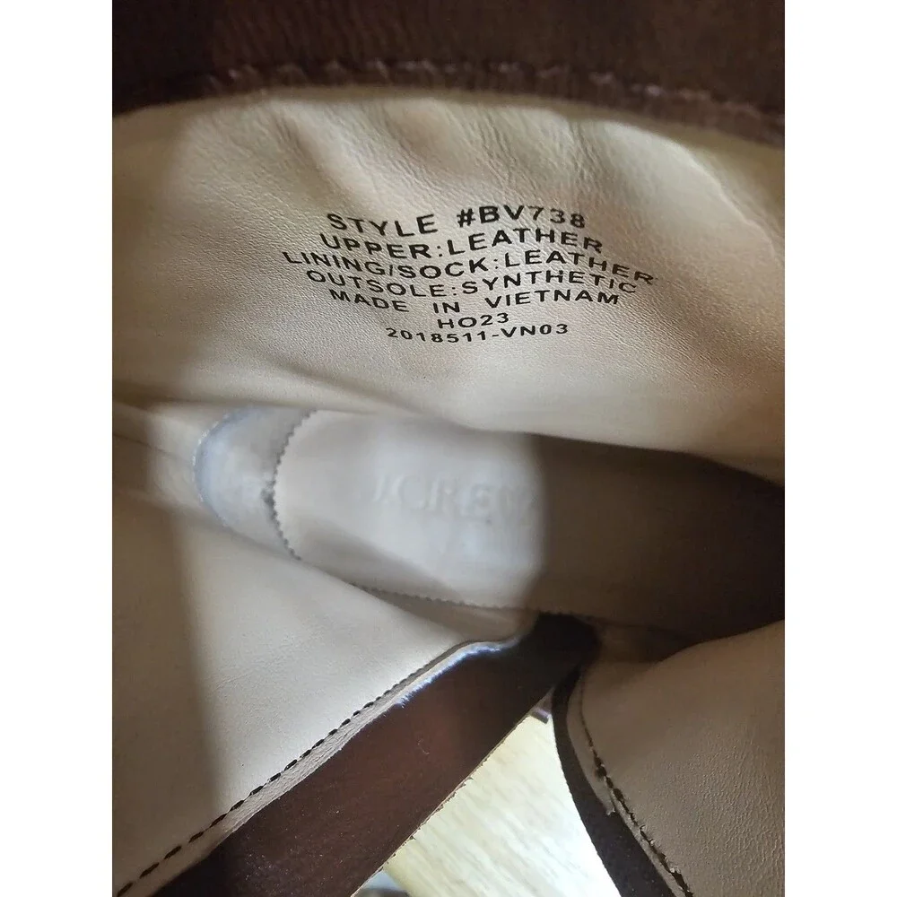 J.Crew BV738 Square Toe Ankle Boots Women 8 Brown Spazzolato Leather Zip